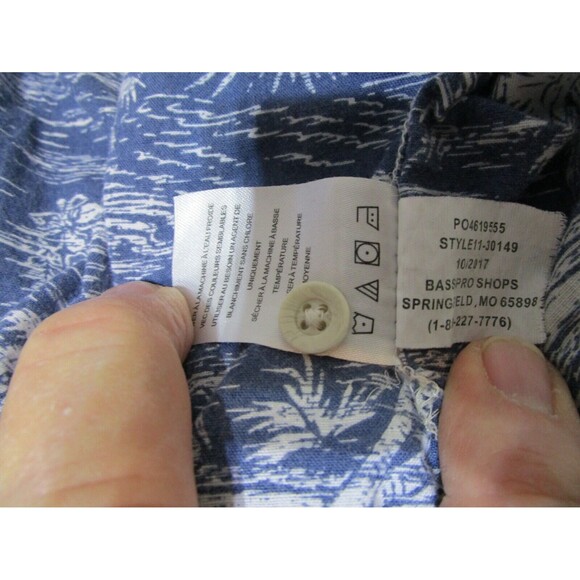 Red Head Mens Button Up Shirt Size Large Blue Tropical Short Sleeve - Picture 7 of 9